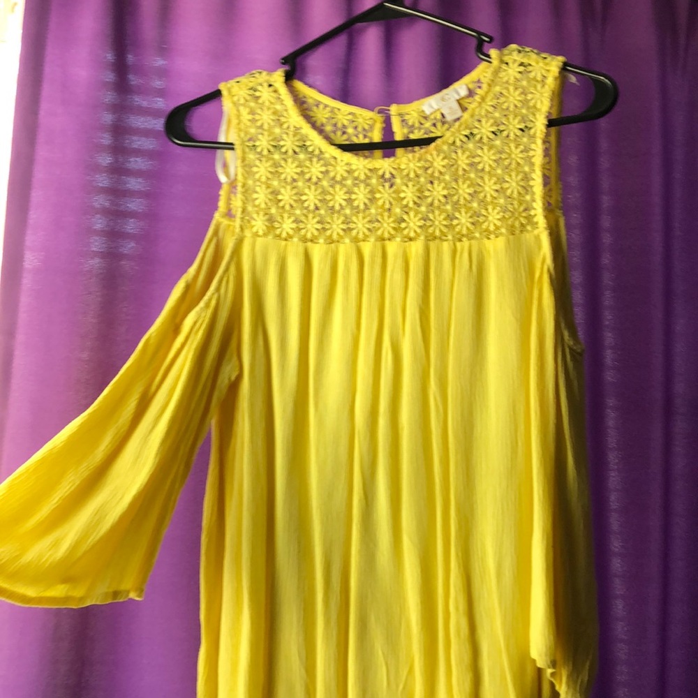 Yellow Cold Shoulder Top